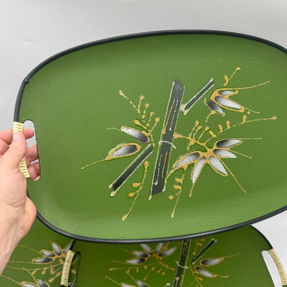 MCM Oval Serving Tray, Avocado Tray with Bamboo design 4 available - Picture 2 of 9